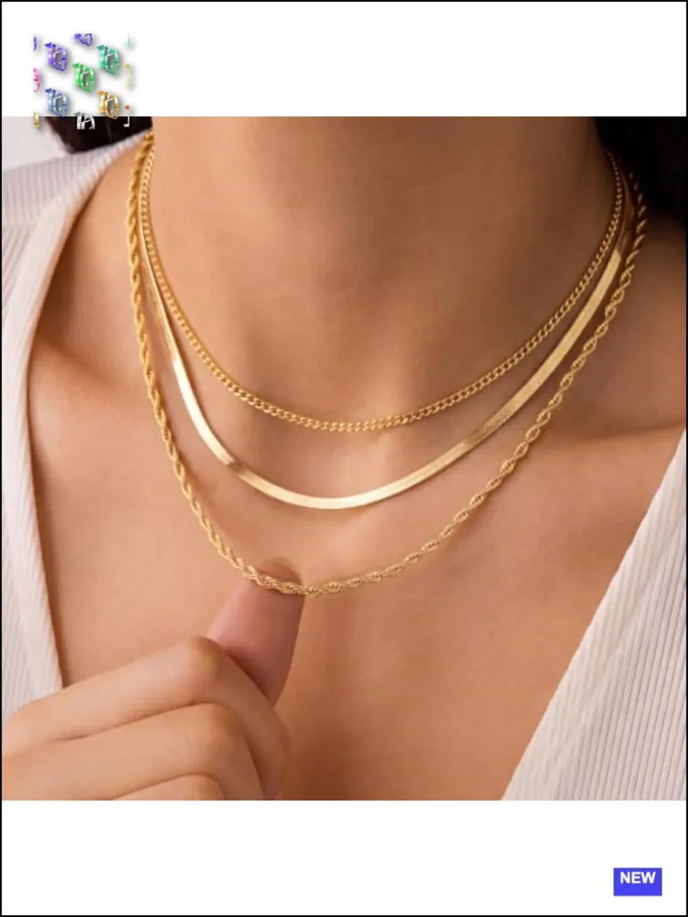 14K Gold Plated Layered Chain Choker Necklace Set for Women